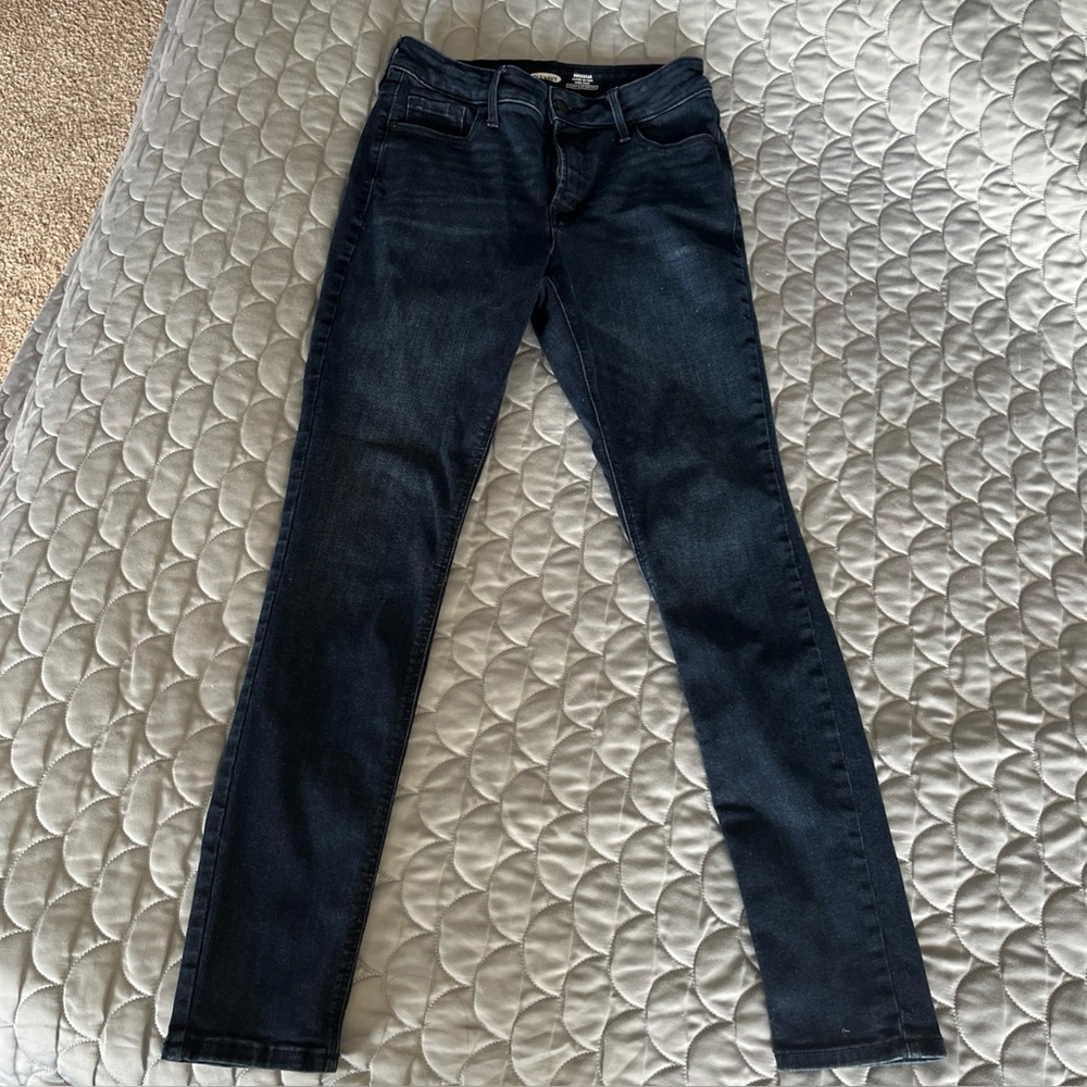 Old Navy Skinny High-Rise Stretch Blue Denim Jeans Button Zip 5-Pocket Women’s 6